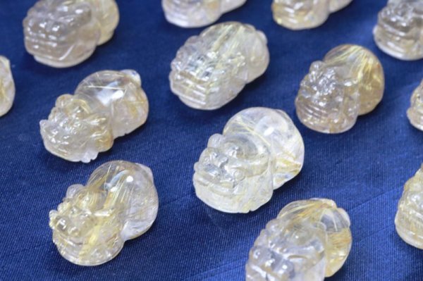 画像6: 置物 貔貅 ヒキュウ タイチンルチル ルチルクォーツ AAA 彫り物 金運 正財運 風水 品番: 13091 (6)