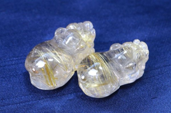 画像4: 置物 貔貅 ヒキュウ タイチンルチル ルチルクォーツ AAA 彫り物 金運 正財運 風水 品番: 13091 (4)
