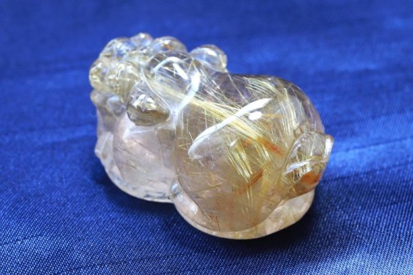 画像5: 置物　貔貅　ヒキュウ　タイチンルチル　ルチルクォーツ　AAA　彫り物　金運　正財運　風水　品番： 13094 (5)