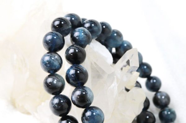 画像3: ブレス　高品質ブラックアクアマリン　丸　9.5mm　癒し　ストレス　人間関係　幸せ　富　喜び　品番：13132 (3)