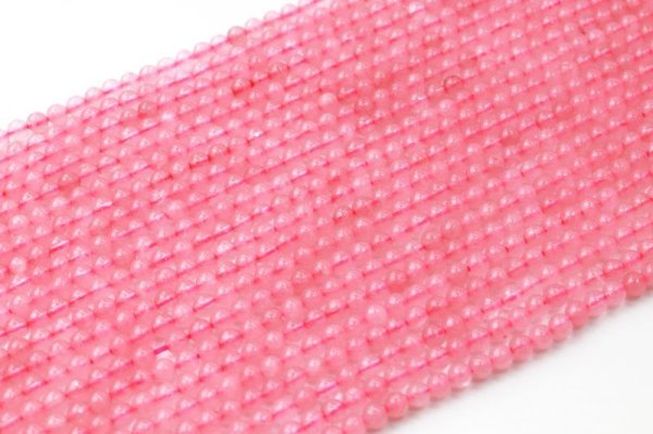 画像2: 連 ローズクォーツ  丸  3mm 恋愛 癒し 品番: 8250 (2)