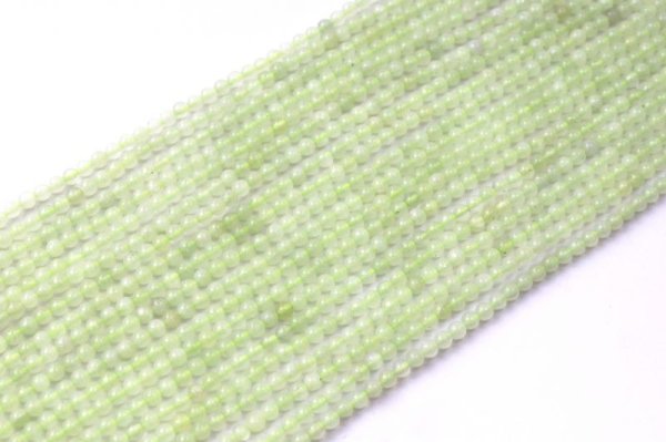 画像2: 連 ニュージェイド 丸 2mm サーペンティン 癒し 調和 繁栄 品番: 9137 (2)