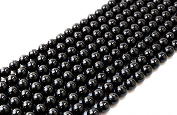 画像2: 連 ブラックトルマリン AAランク  丸 12mm お守り 希望 幸運 サポート 天然石 品番: 13170 (2)