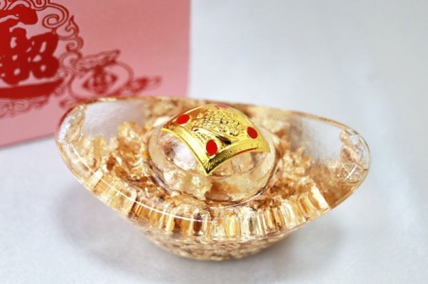 画像5: 置物 金箔元宝 クリスタル 風水 開運 幸福 幸運 金運 運気上昇 彫り物 品番: 13234 (5)