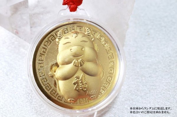 画像3: 【現品限り】縁起メダル 壁掛け 福丑 円型 風水 金貨 えんぎ 縁起物 開運 金運 お守り 品番:13260 (3)