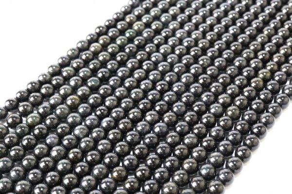 画像2: 連 黒翡翠 ブラックジェード 丸 6mm 人生 成功 守護 品番: 13287 (2)