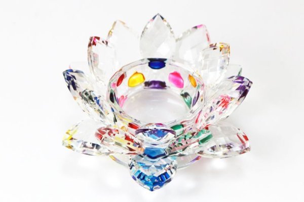 画像3: 【売切セール品】クリスタルガラス 蓮花台 お皿 小サイズ ミックスカラー 風水 置物 彫り物 品番:13307 (3)