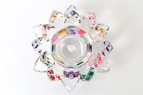 画像4: 【売切セール品】クリスタルガラス 蓮花台 お皿 小サイズ ミックスカラー 風水 置物 彫り物 品番:13307 (4)