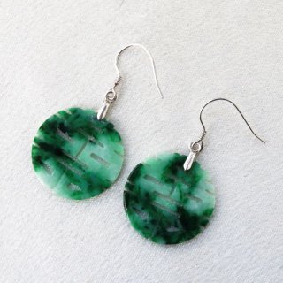一点物】ピアス 翡翠 扇 シルバー925 緑 グリーン ひすい 人生