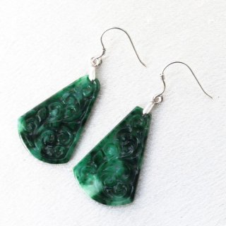 HM　ピアス　シルバー　勾玉　緑　グリーン　つや消し HMピアスシルバー勾玉緑グリーンつや消し