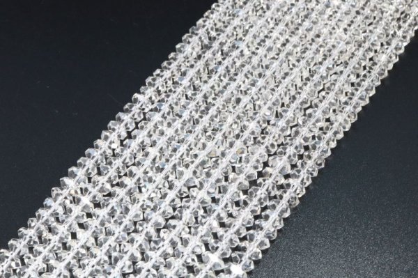 画像3: 連 クリスタル(ブラジル水晶) TOPランク ソロバンカット 6×3mm 品番: 9253 (3)