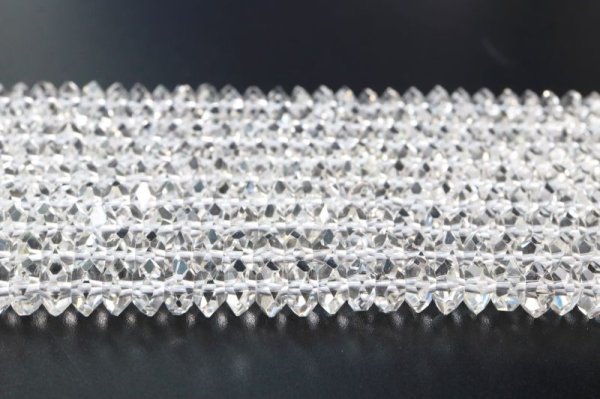 画像4: 連 クリスタル(ブラジル水晶) TOPランク ソロバンカット 6×3mm 品番: 9253 (4)