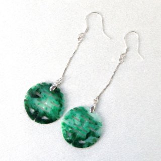 HM　ピアス　シルバー　勾玉　緑　グリーン　つや消し HMピアスシルバー勾玉緑グリーンつや消し