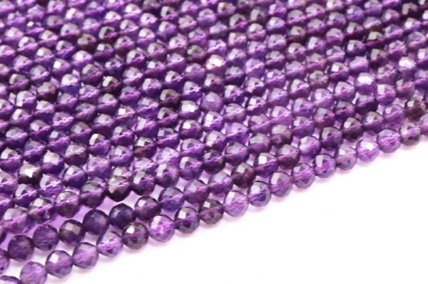 画像3: 連 アメジスト カット 4mm パープル 癒し 浄化 2月 誕生石 品番: 13507 (3)