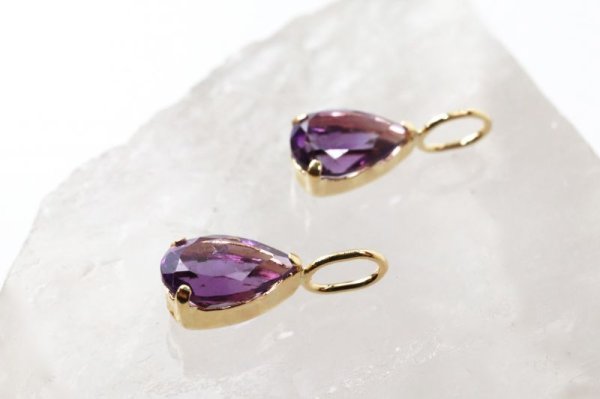 画像2: チャーム アメジスト 18金ゴールド 0.35ct 4×6mm ブラジル産 紫 癒し 浄 2月誕生石 ペンダントトップ ジュエリー 品番:13559 (2)