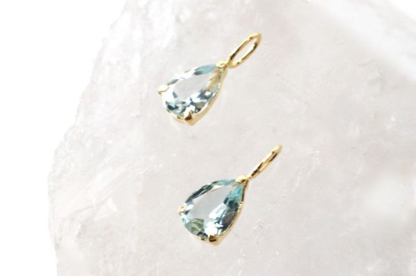 画像2: チャーム アクアマリン 18金ゴールド 0.35ct 4×6mm ブラジル産 青 ブルー 3月誕生石 ペンダントトップ ジュエリー 品番:13561 (2)