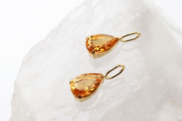 画像2: チャーム シトリン 18金ゴールド 0.35ct 4×6mm ブラジル産 幸運 金運 仕事運 11月誕生石 ペンダントトップ ジュエリー 品番:13564 (2)