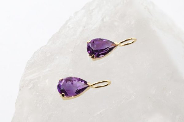 画像3: チャーム アメジスト 18金ゴールド 0.35ct 4×6mm ブラジル産 紫 癒し 浄 2月誕生石 ペンダントトップ ジュエリー 品番:13559 (3)