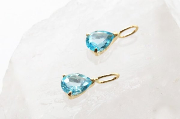 画像3: チャーム ブルートパーズ 18金ゴールド 0.40ct 4×5mm マダガスカル産 仕事運 ピーリング ストレス解 ペンダントトップ ジュエリー 品番:13563 (3)