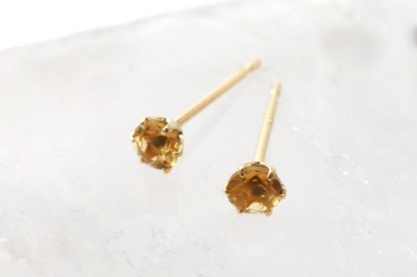 画像3: 【現品限り】ピアス バースデー 11月 シトリン 18金ゴールド ラウンド 3mm 誕生石ピアス ジュエリー 品番:13619 (3)
