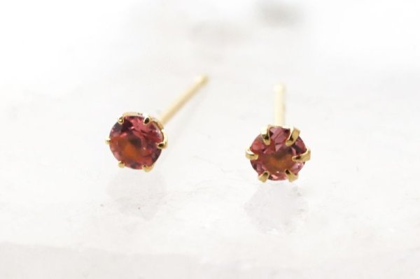 画像2: 【現品限り】ピアス バースデー 10月 ピンクトルマリン 18金ゴールド ラウンド 3mm 誕生石ピアス ジュエリー 品番:13618 (2)