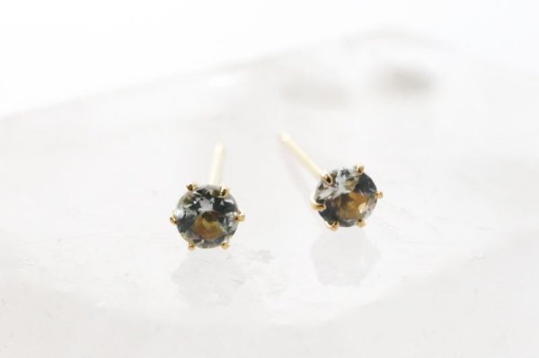 画像2: 【現品限り】ピアス バースデー 3月 アクアマリン 18金ゴールド ラウンド 3mm 誕生石ピアス ジュエリー 品番:13611 (2)