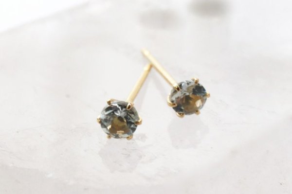 画像3: 【現品限り】ピアス バースデー 3月 アクアマリン 18金ゴールド ラウンド 3mm 誕生石ピアス ジュエリー 品番:13611 (3)