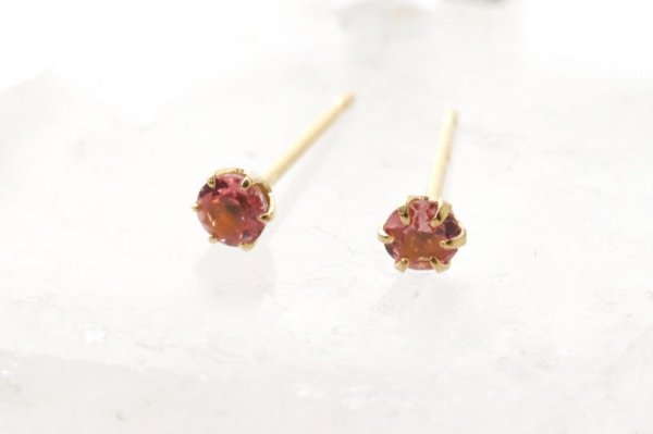 画像3: 【現品限り】ピアス バースデー 10月 ピンクトルマリン 18金ゴールド ラウンド 3mm 誕生石ピアス ジュエリー 品番:13618 (3)