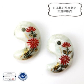 日本銘石×消粉蒔絵】ペンダントトップ 静岡水晶 小菊 スクエア型