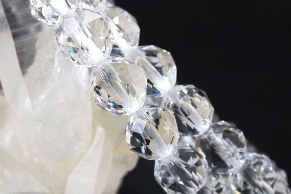 画像2: ブレス 水晶 スターカット TOPランク 8mm ブラジル産 クォーツ 浄化 エネルギー 品番: 13717 (2)