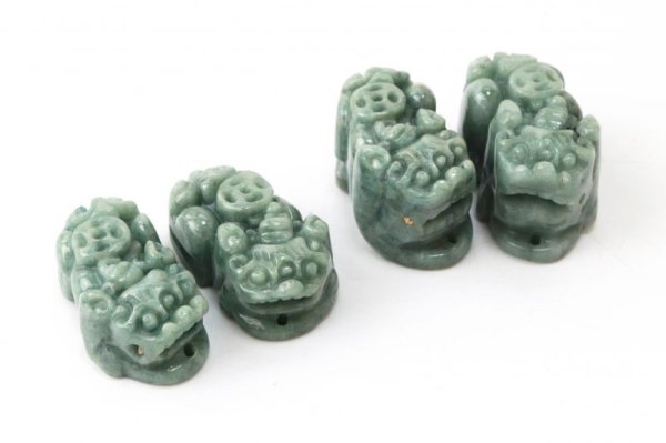 画像5: 天然石パーツ 翡翠 貔貅 2個入り セット ヒキュウ 風水 財運 金運 財福 品番:7274 (5)