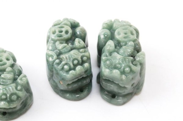 画像3: 天然石パーツ 翡翠 貔貅 2個入り セット ヒキュウ 風水 財運 金運 財福 品番:7274 (3)