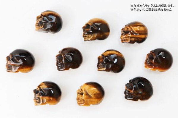 画像4: 置物 彫り物 スカル 髑髏 ドクロ タイガーアイ 金運 仕事運 お守り インテリア 天然石 品番: 13793 (4)