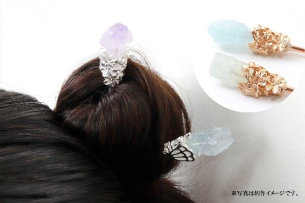 画像6: かんざし 原石 チェリーブロッサムアゲート シルバー ヘアアクセサリー 花 人間関係 天然石 品番: 13853 (6)