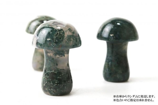 画像3: 置物 彫り物 キノコ モスアゲート 健康 癒し インテリア 天然石 品番:13924 (3)