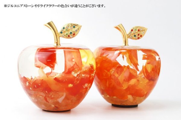 画像4: 置物 プリンセスアップル ラッキーカラー シトリン さざれ石入り 金箔 国産バラ ドライフラワー  風水 開運 幸福 幸運 品番: 13943 (4)
