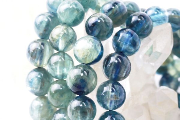 画像2: ブレス　高品質カイヤナイト　バイカラー　TOPランク　丸　約7.5mm　タンザニア産　直感力　ヒーリング　天然石　品番： 13955 (2)