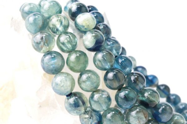 画像3: ブレス　高品質カイヤナイト　バイカラー　TOPランク　丸　約7.5mm　タンザニア産　直感力　ヒーリング　天然石　品番： 13955 (3)