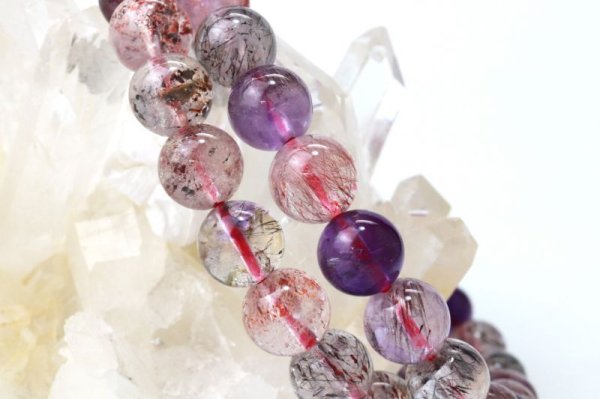 画像4: ブレス　スーパーセブン　丸　約8mm　ブラジル産　愛　調和　開運　天然石　品番： 11034 (4)