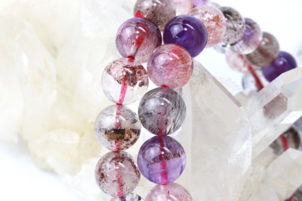 画像3: ブレス　スーパーセブン　丸　約8mm　ブラジル産　愛　調和　開運　天然石　品番： 11034 (3)