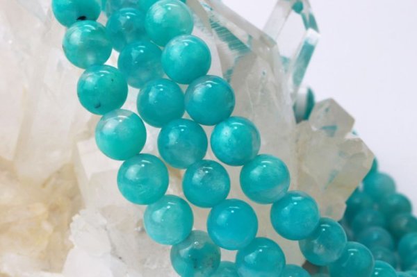 画像4: ブレス　アマゾナイトインクォーツ　丸　約6mm　ブラジル産　調和　統合　天然石　品番：13989 (4)