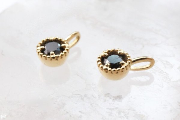 画像2: ペンダントトップ バースデー 4月 ブラックダイヤモンド 18金ゴールド 3mm アフリカ産 天然石 ジュエリー 品番:14268 (2)