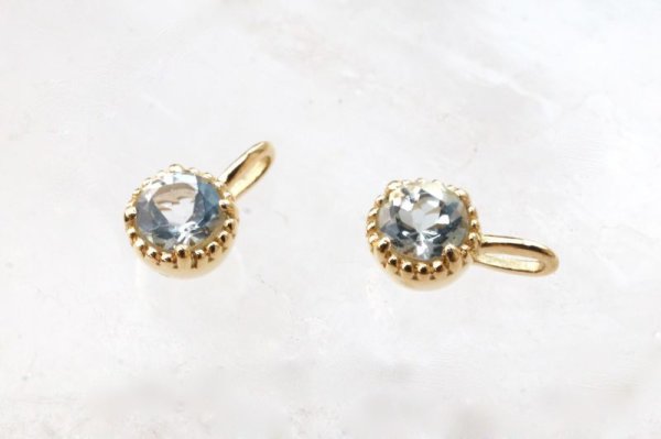 画像2: ペンダントトップ バースデー 3月 アクアマリン 18金ゴールド 3mm ブラジル産 天然石 ジュエリー 品番:14266 (2)