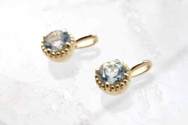 画像3: ペンダントトップ バースデー 3月 アクアマリン 18金ゴールド 3mm ブラジル産 天然石 ジュエリー 品番:14266 (3)
