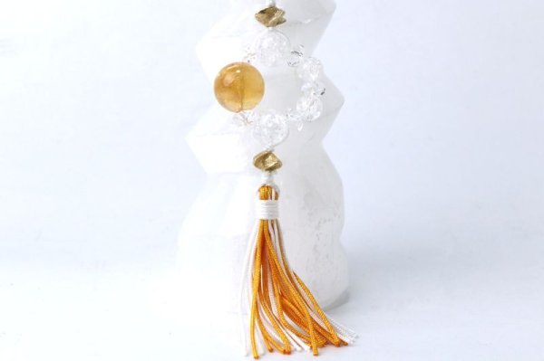 画像4: かざぐるまストラップ　シトリン×爆裂水晶　風水　風車　魔除け　幸運　成功　金運　仕事運　お守り　天然石　品番：14491 (4)