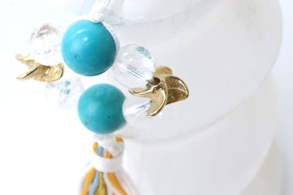 画像3: かざぐるまストラップ　ターコイズ×爆裂水晶　風水　風車　魔除け　幸運　勇気　交通安全　お守り　天然石　2023年　※ポイント対象外　品番：14492 (3)