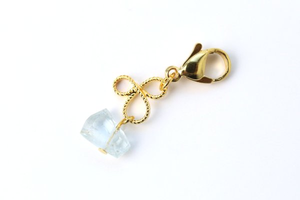 画像2: マスクチャーム　三つ葉　みつば　アクアマリン　ゴールド　GD　生命　幸福　富　天然石　品番：14503 (2)