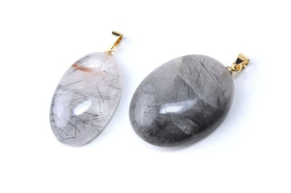 画像2: ペンダントトップ　ブラックルチル　楕円形　ゴールド　GD　ブラジル産　最強　勝負運　浄化　ジュエリー　天然石　品番：11207 (2)