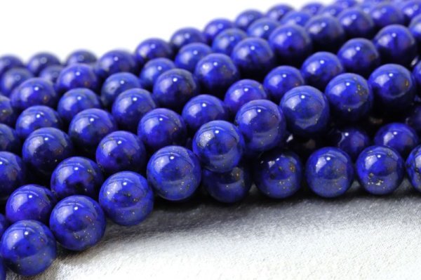 画像5: 連　ラピスラズリ　丸　約8mm　アフガニスタン産　邪気を払う　判断力　直感力を高める　天然石　※ポイント対象外　品番：14687 (5)