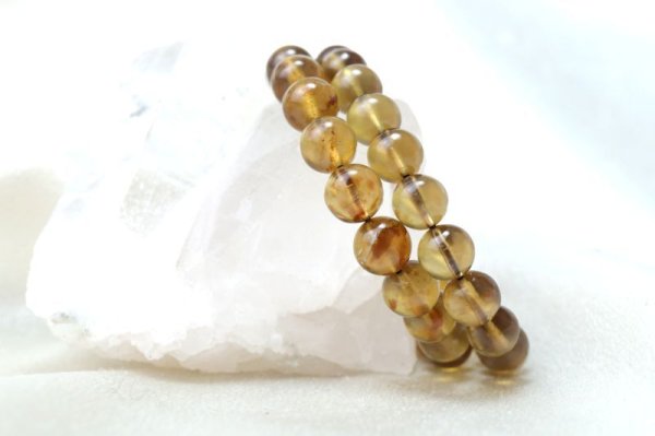 画像4: ブレス　ブルーアンバー　丸　約8mm　スマトラ産　希少　変化　変容　天然石　品番：14823 (4)